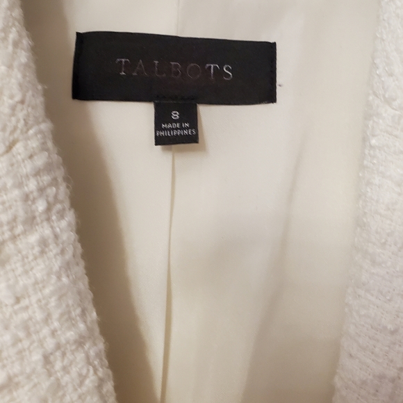 Talbots Tweedy Blazer with fringe trim - cream - Picture 4 of 12